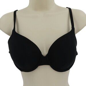 Victorias Secret 36B Bra Perfect Coverage Solid Black Underwire Lined Womens